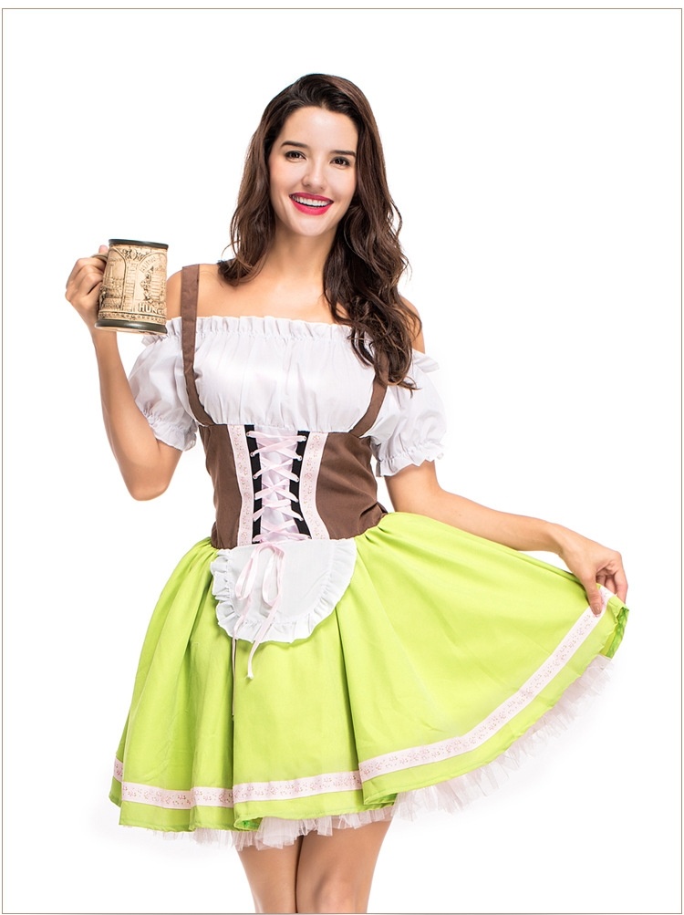 Женский костюм платье Октоберфест Dirndl Карнавал Баварская мини-горничная на шнуровке.